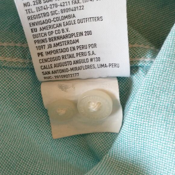 American Eagle Outfitters Button Down Shirt Men's XL Blue Long Sleeve Cotton - Picture 10 of 14